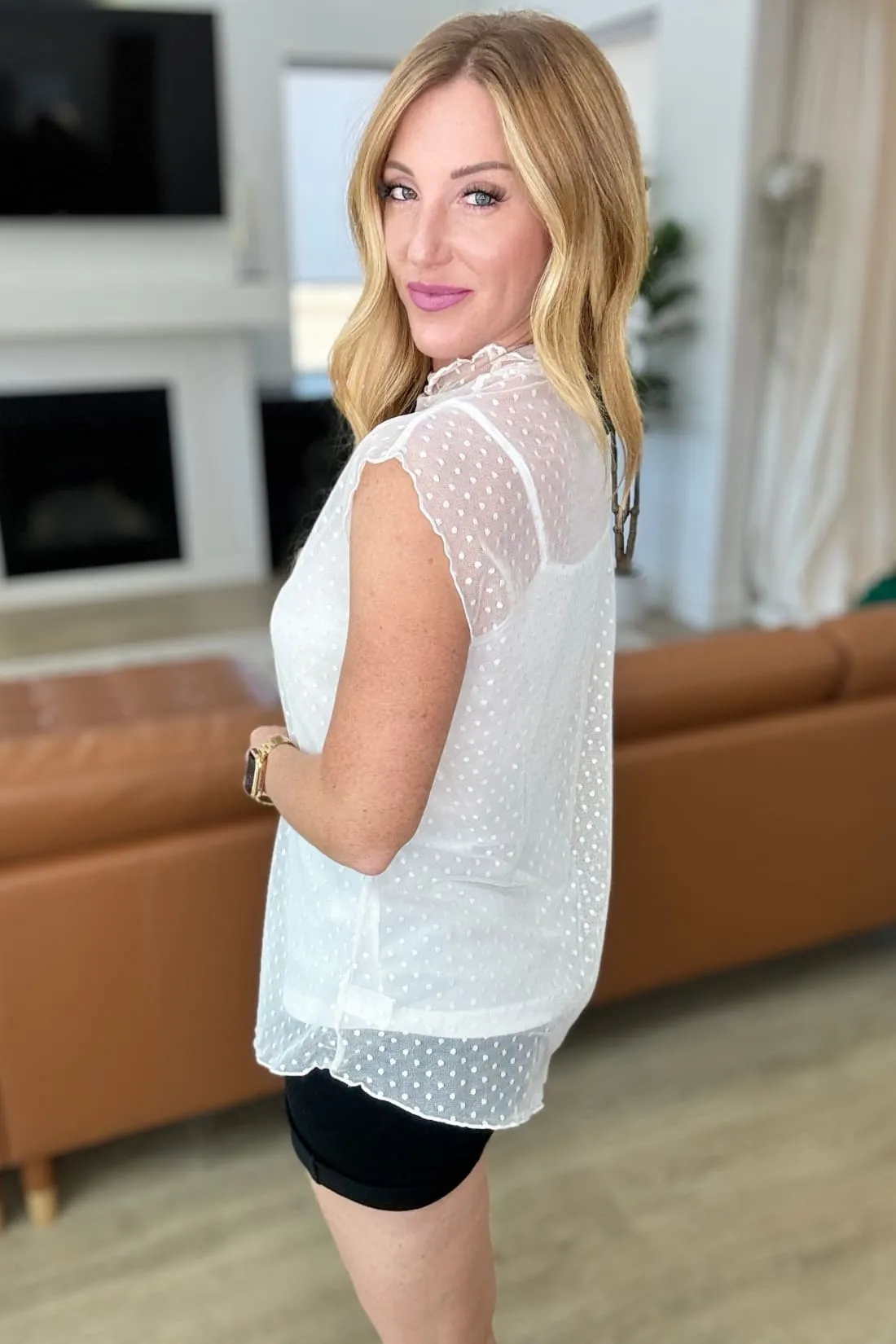 Here And Now Mock Neck Top In Cream