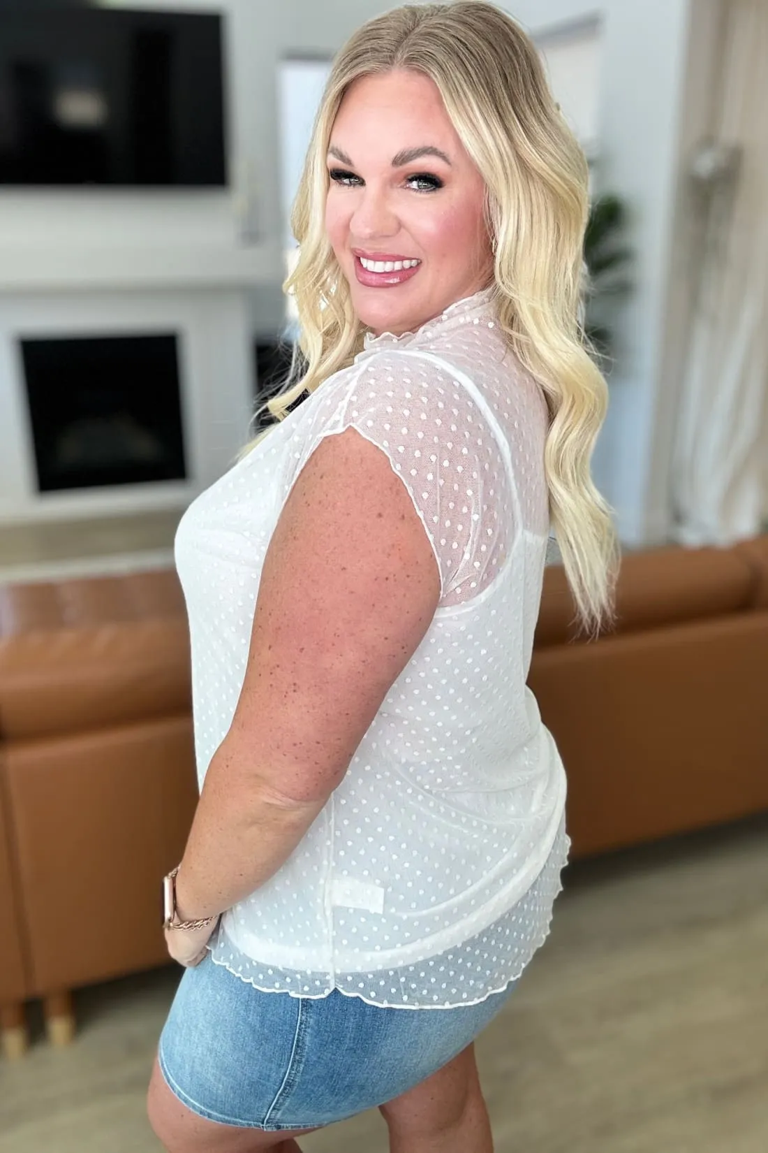 Here And Now Mock Neck Top In Cream