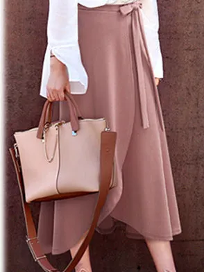 High Waist Irregular Split Long Skirt