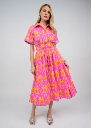 Ikatching Shirt Dress (Pink)