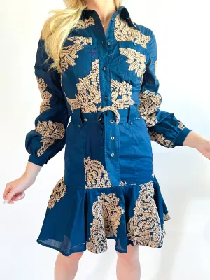 Ina Embroidered Flare Mini Dress