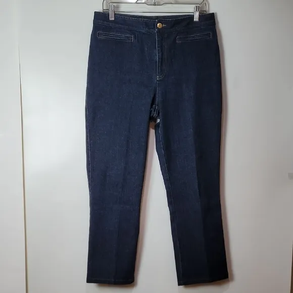 Indigo Blue Straight Leg Jeans with Mid Rise Waistband