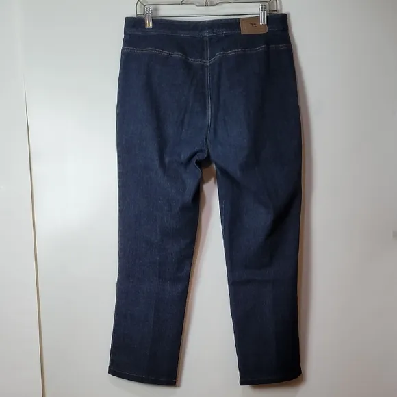 Indigo Blue Straight Leg Jeans with Mid Rise Waistband