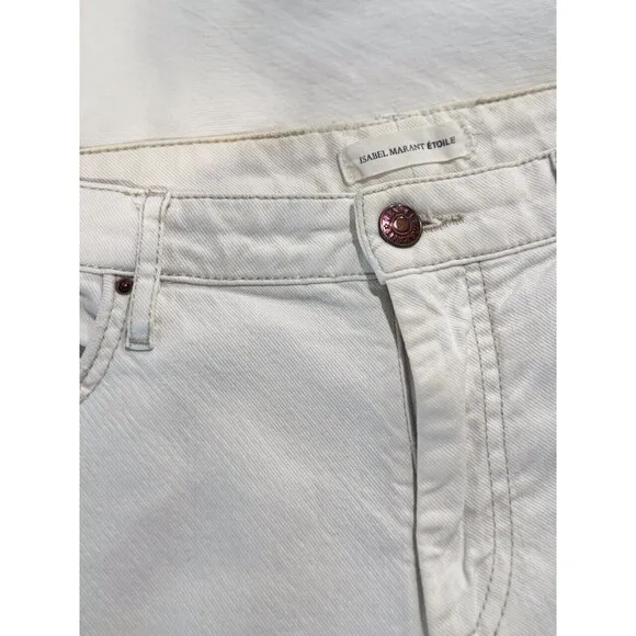 Isabel Marant Etoile Jeans White Denim Straight High Rise Light Wash 42 US 10