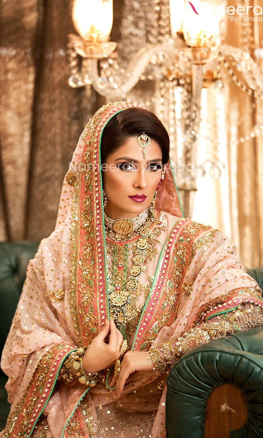 Ivory Pink Pakistani Bridal Sharara for Wedding #BN995