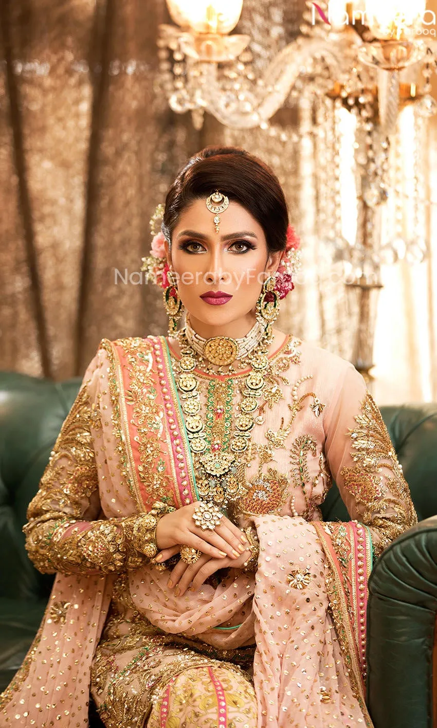 Ivory Pink Pakistani Bridal Sharara for Wedding #BN995