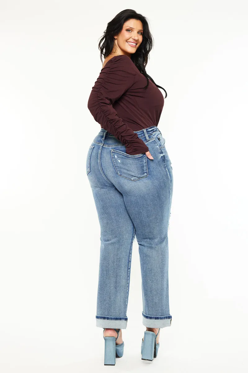 Jailen Mid Rise True Straight Leg Jeans (Plus Size)