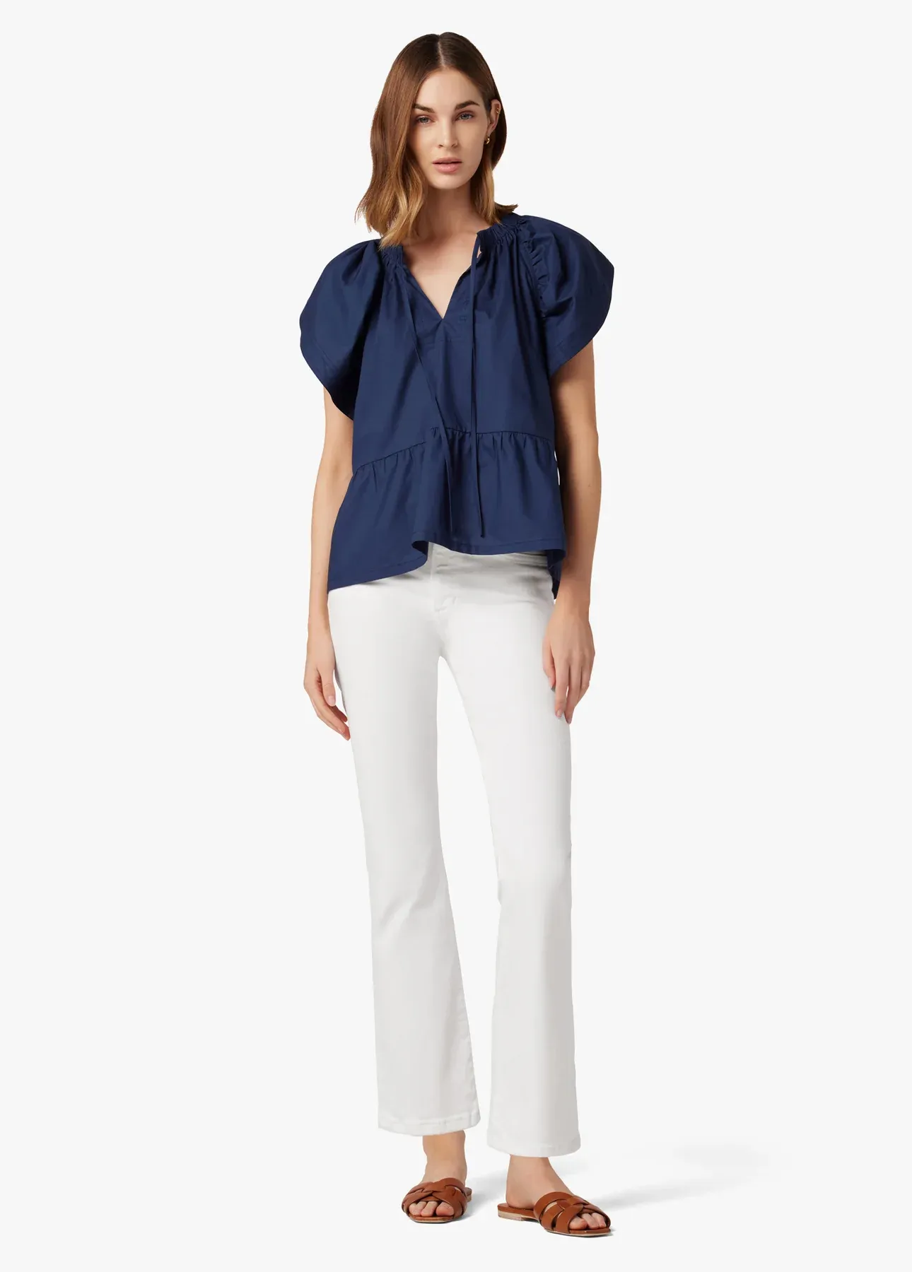 JJ - The Callie High Rise Cropped Bootcut | White
