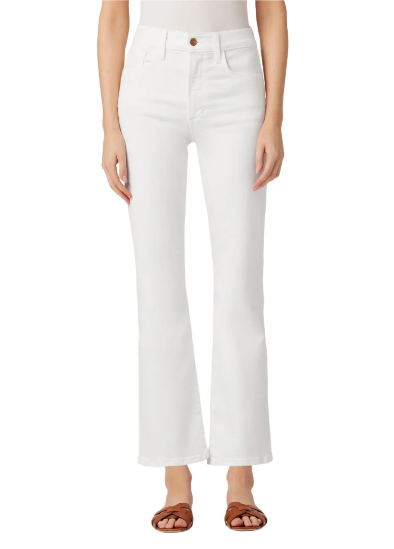 JJ - The Callie High Rise Cropped Bootcut | White