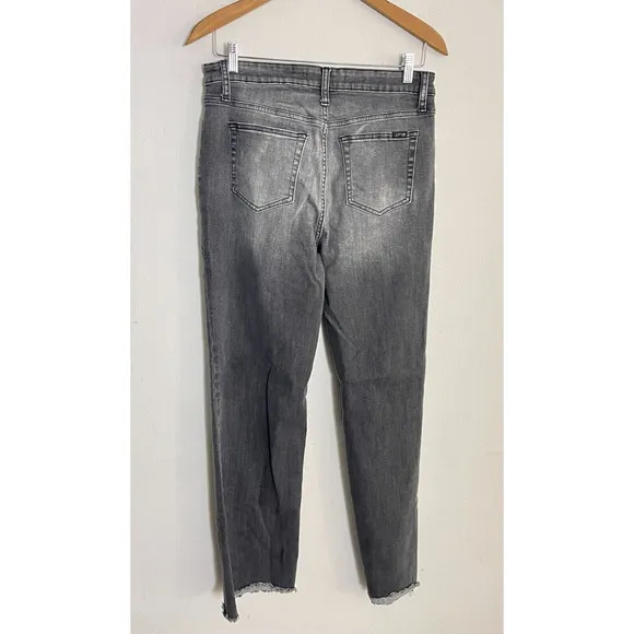Joes Jeans 31 Black Gray High Rise Straight Leg Raw Hem Margot Womens