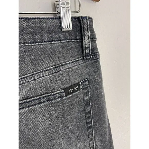 Joes Jeans 31 Black Gray High Rise Straight Leg Raw Hem Margot Womens