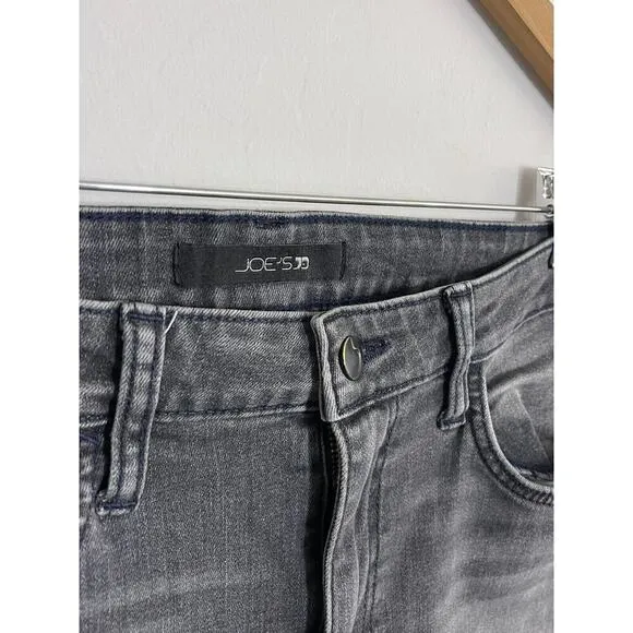 Joes Jeans 31 Black Gray High Rise Straight Leg Raw Hem Margot Womens