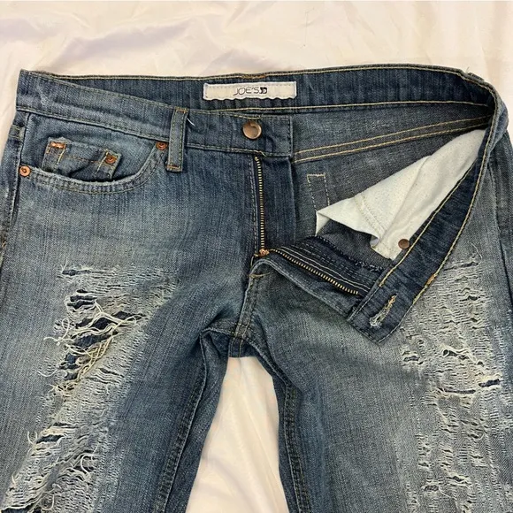 Joe’s Niel Distressed Destroyed Ripped Denim Flare Bootcut Jeans Size 30 x 34