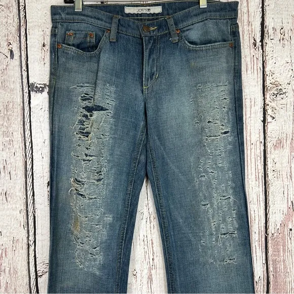 Joe’s Niel Distressed Destroyed Ripped Denim Flare Bootcut Jeans Size 30 x 34