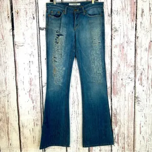 Joe’s Niel Distressed Destroyed Ripped Denim Flare Bootcut Jeans Size 30 x 34