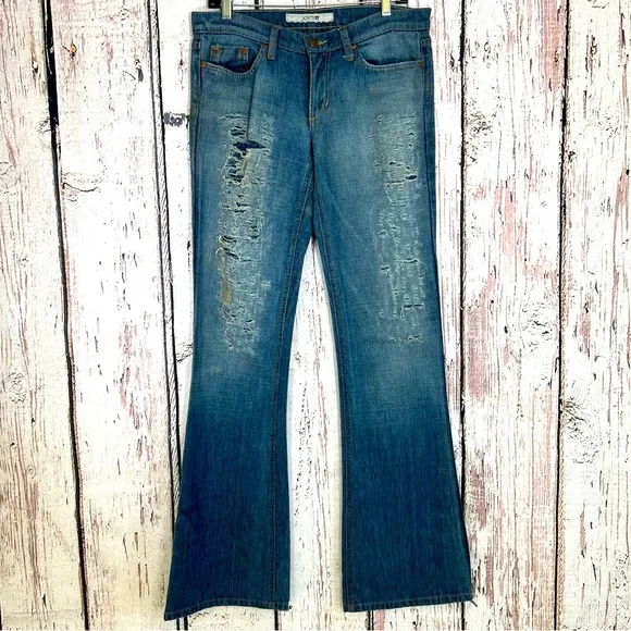 Joe’s Niel Distressed Destroyed Ripped Denim Flare Bootcut Jeans Size 30 x 34