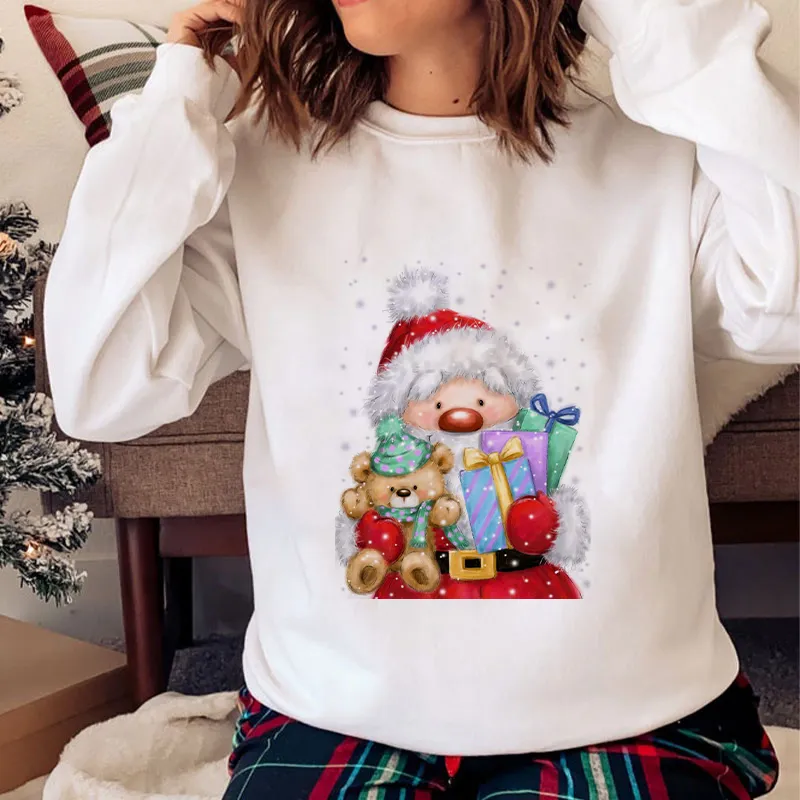 Jolly Christmas O-Neck White Sweater E