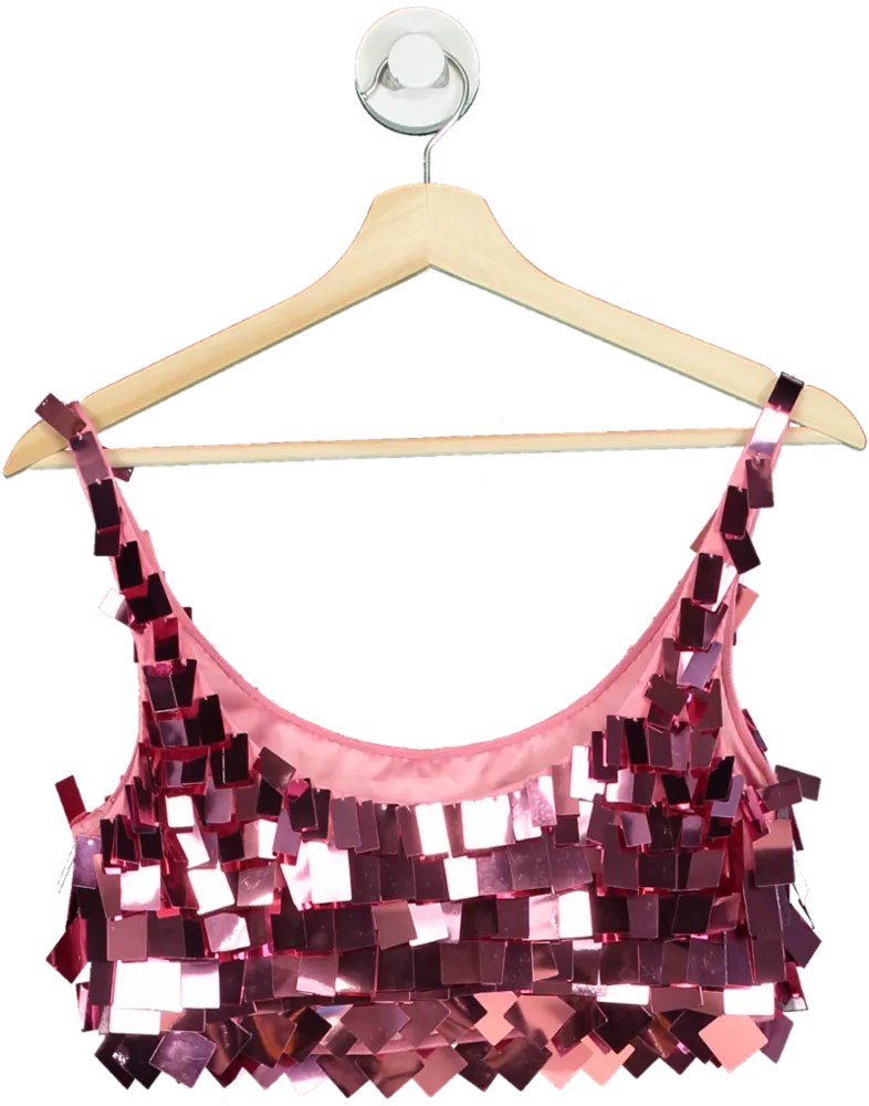 Jonathan Simkhai Pink Sequin Crop Top UK 8