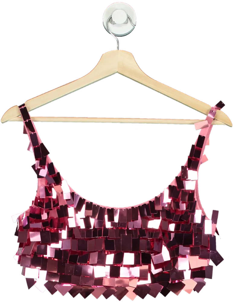 Jonathan Simkhai Pink Sequin Crop Top UK 8