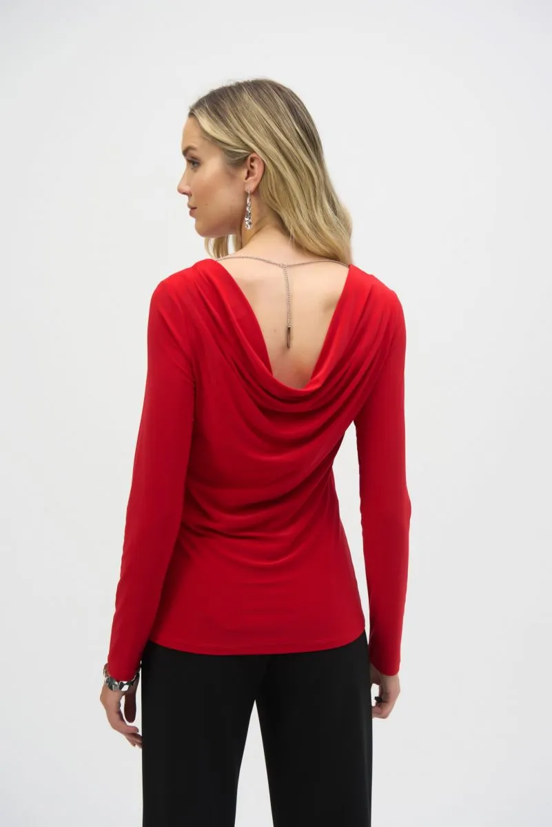 Joseph Ribkoff Back Chain Detail Long Sleeves Fitted Top 244113