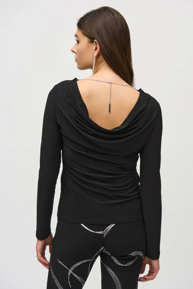 Joseph Ribkoff Back Chain Detail Long Sleeves Fitted Top 244113