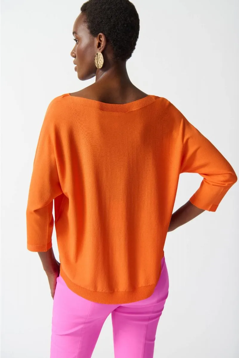 Joseph Ribkoff Boat Neck 3/4 Sleeve Knit Sweater Top 242905