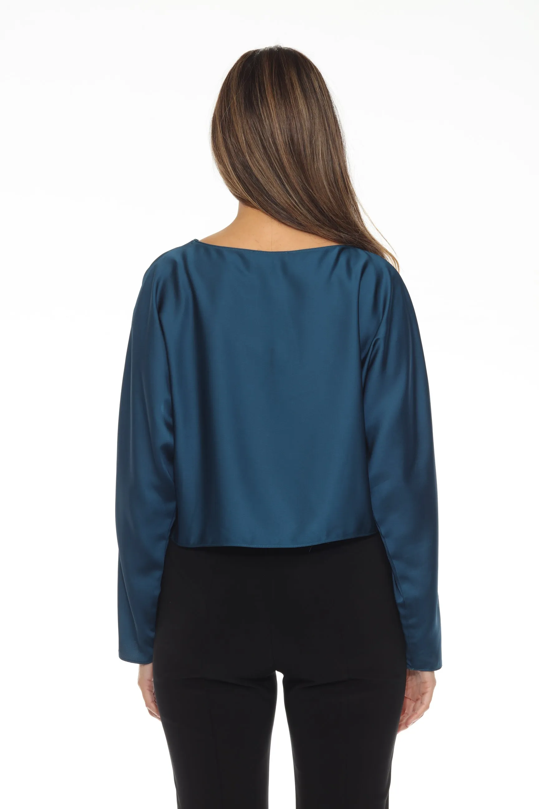 Joseph Ribkoff Boat Neck Long Sleeve Loose Fit Satin Top 244110