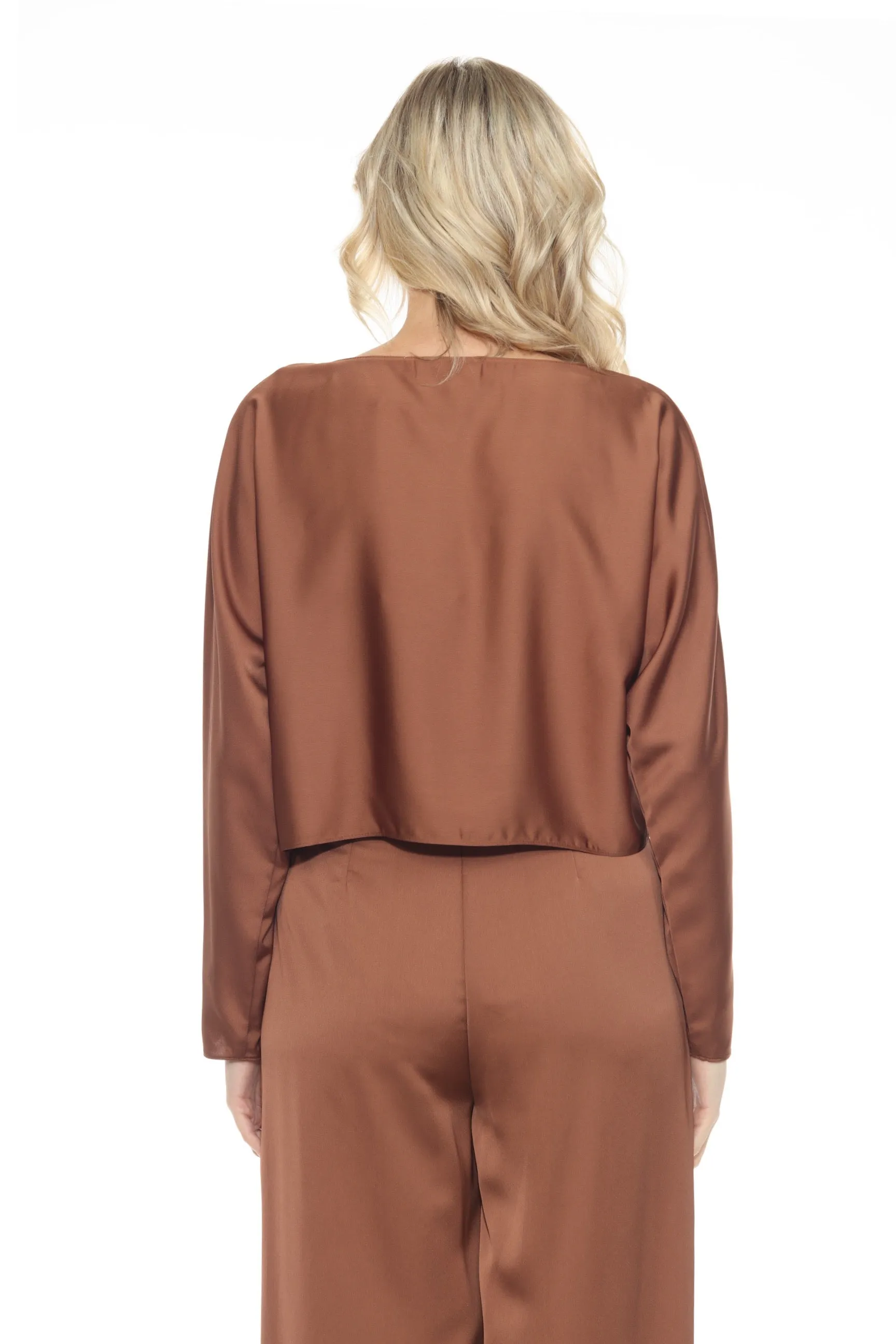 Joseph Ribkoff Boat Neck Long Sleeve Loose Fit Satin Top 244110