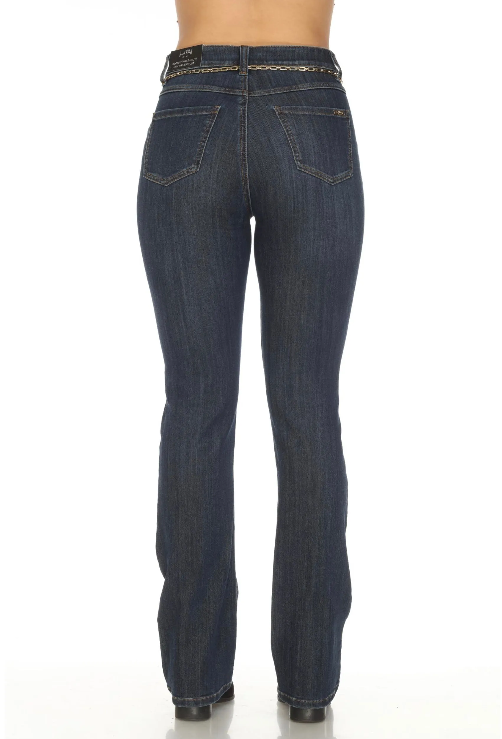 Joseph Ribkoff Indigo Belted Chain High Rise Bootcut Jeans 223939