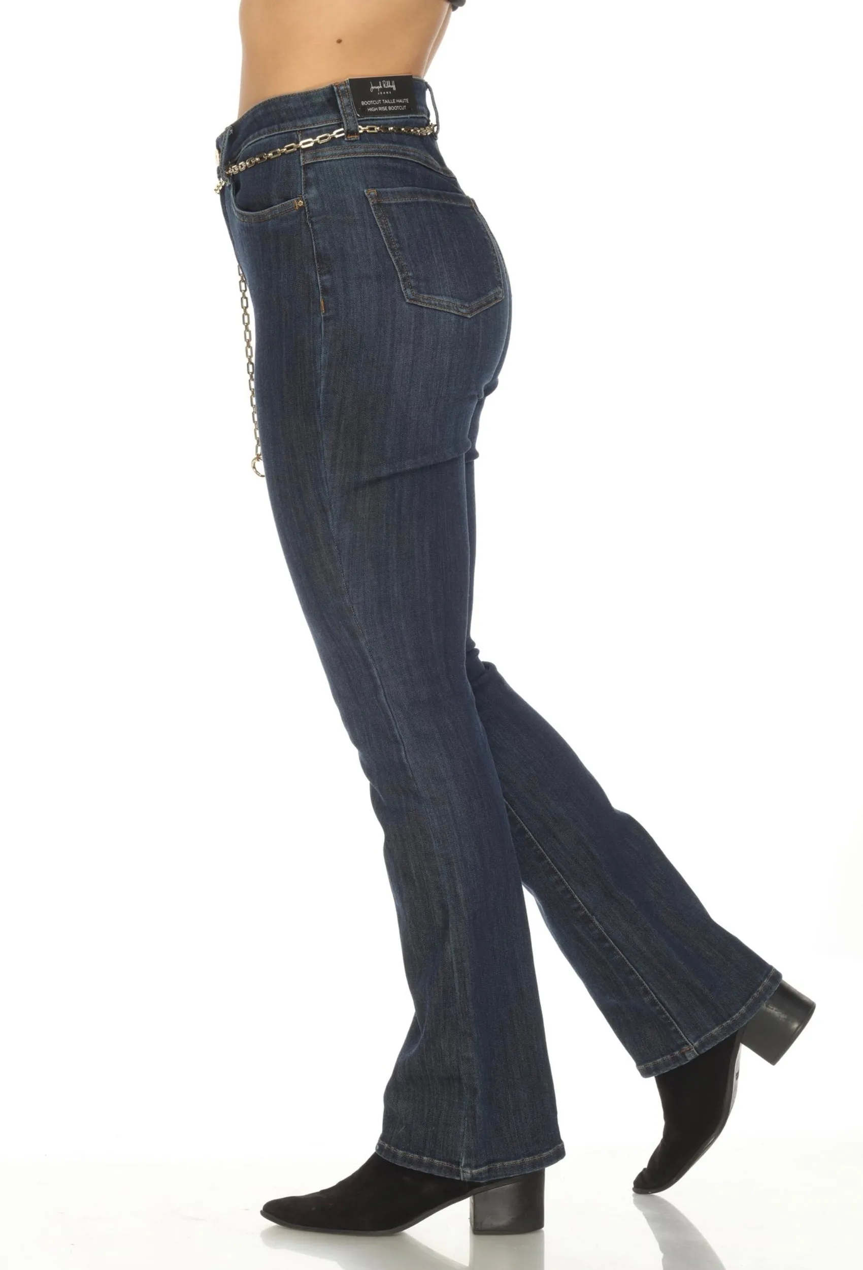 Joseph Ribkoff Indigo Belted Chain High Rise Bootcut Jeans 223939