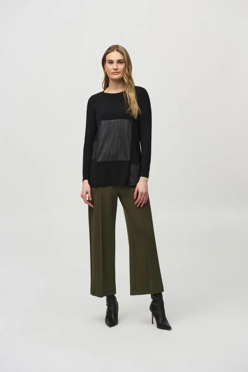 Joseph Ribkoff Leatherette Boat Neck Long Sleeve Tunic Top 244084 