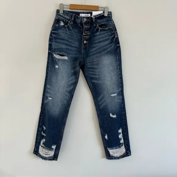 Kancan Keke High Rise Straight Leg Jeans Size 25 NWT Distressed