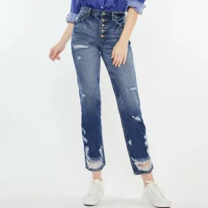 Kancan Keke High Rise Straight Leg Jeans Size 25 NWT Distressed