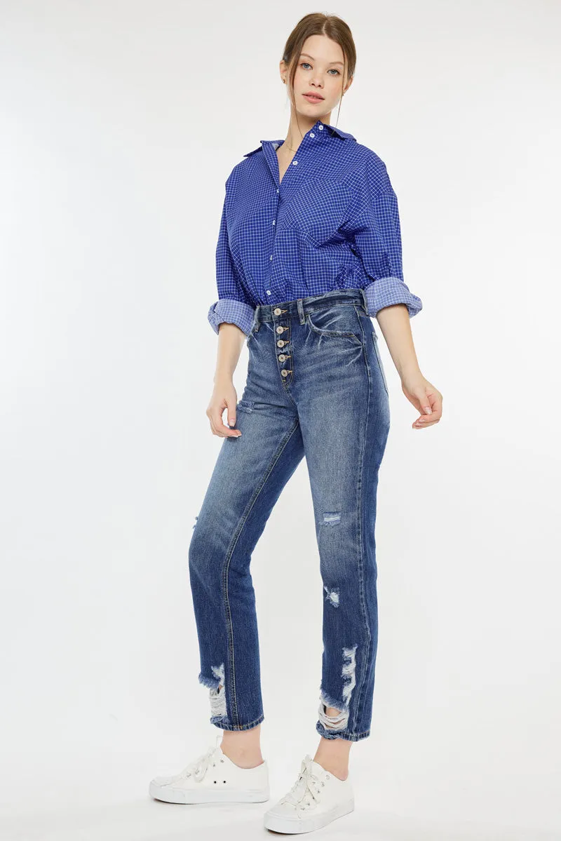 Keke High Rise Straight Leg Jeans