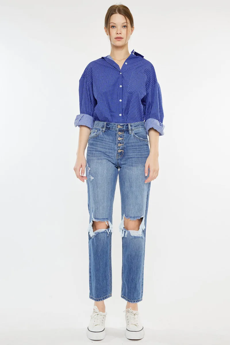 Keke High Rise Straight Leg Jeans