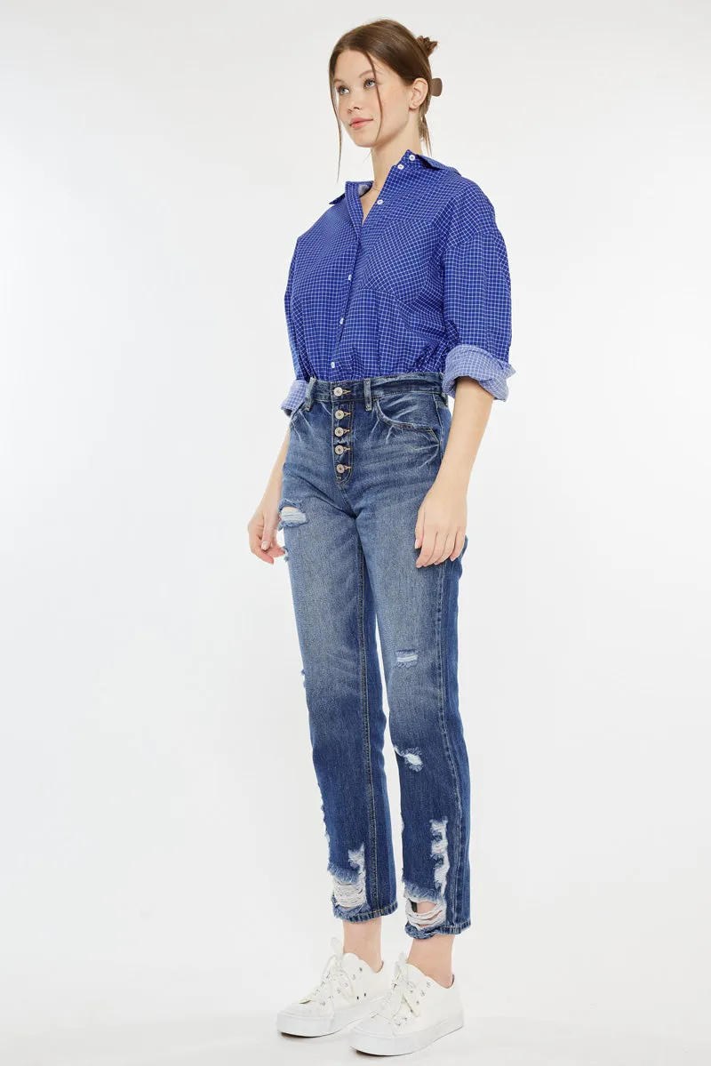 Keke High Rise Straight Leg Jeans