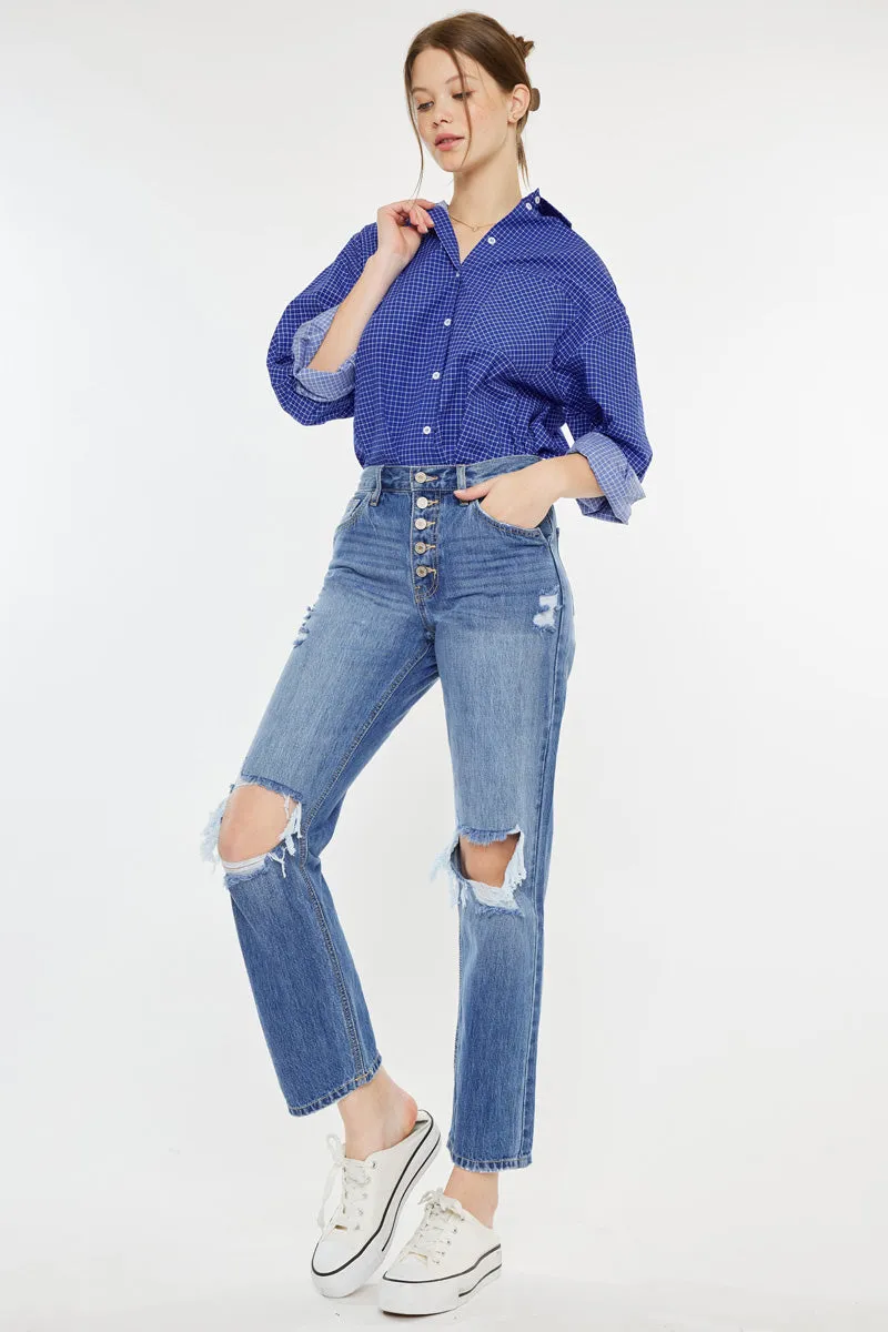 Keke High Rise Straight Leg Jeans