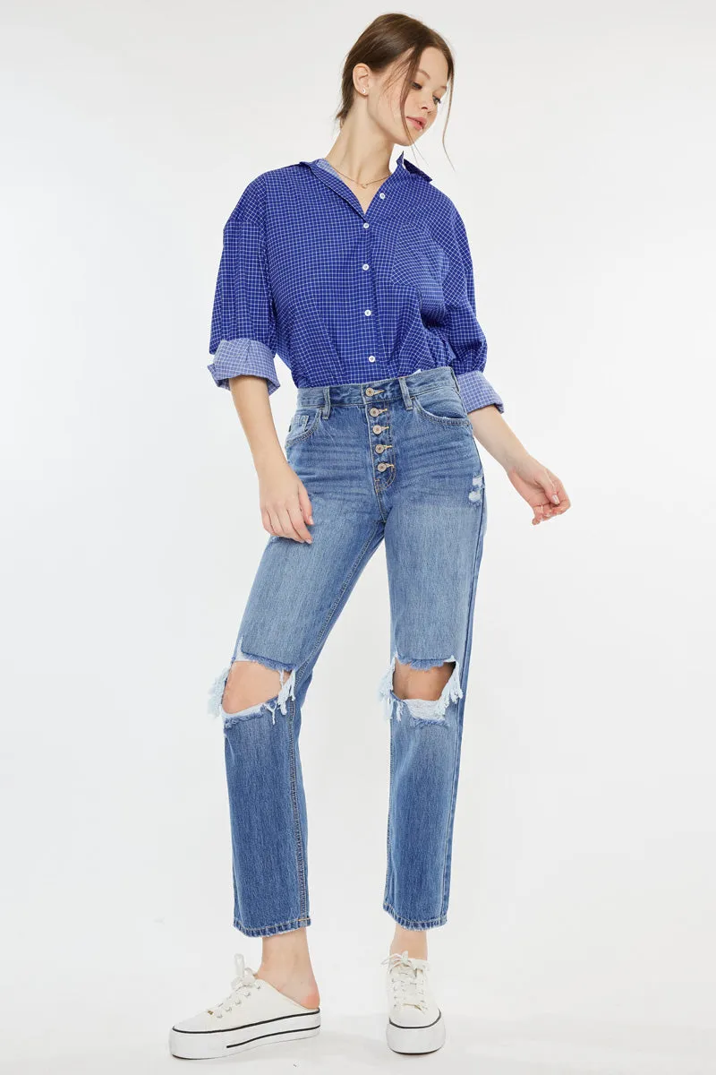 Keke High Rise Straight Leg Jeans