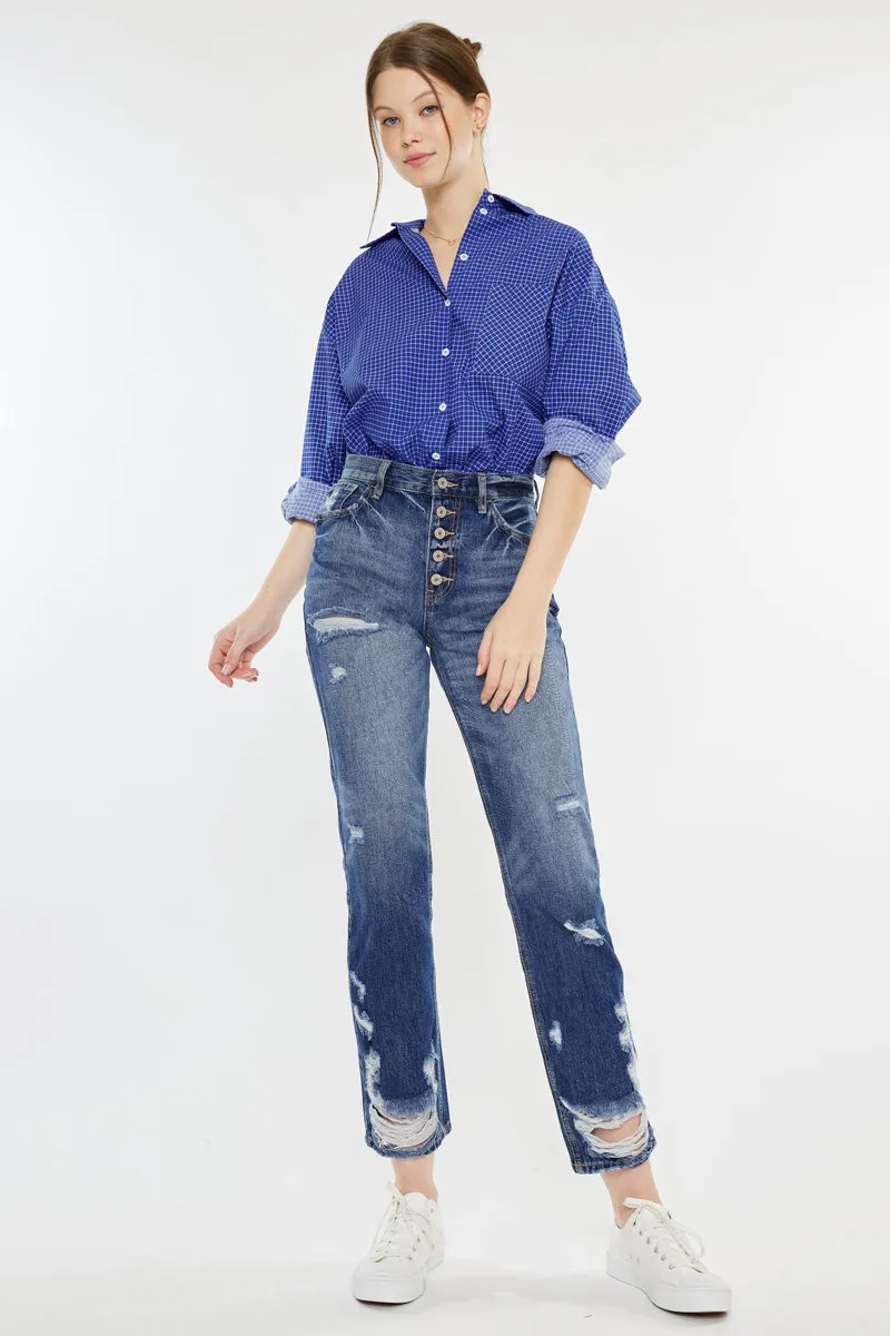 Keke High Rise Straight Leg Jeans