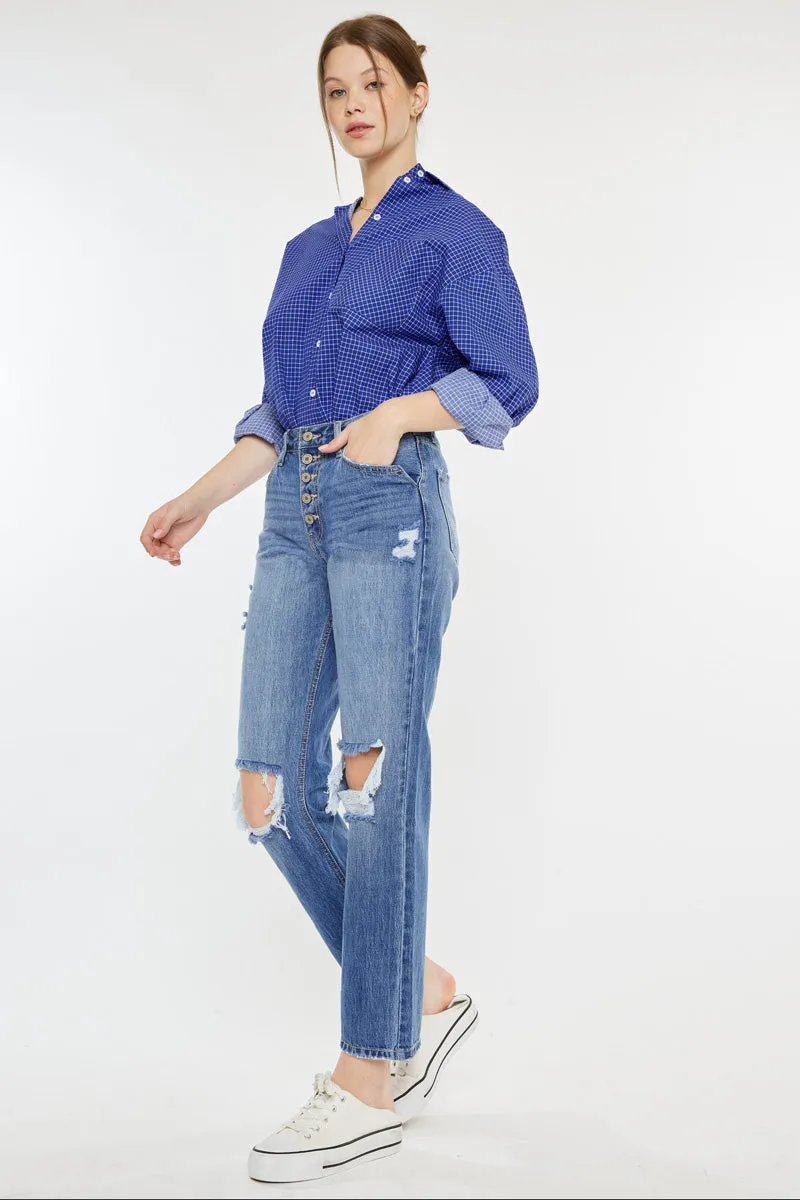 Keke High Rise Straight Leg Jeans