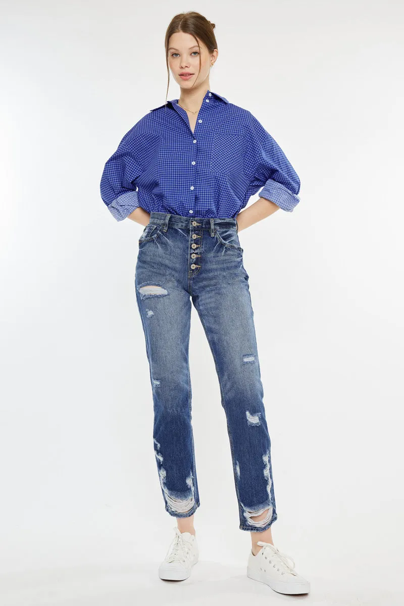 Keke High Rise Straight Leg Jeans