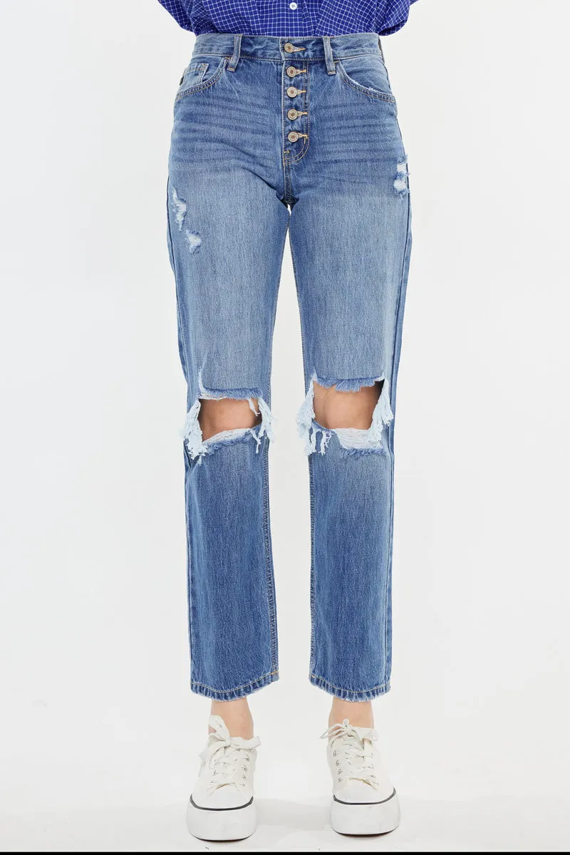 Keke High Rise Straight Leg Jeans