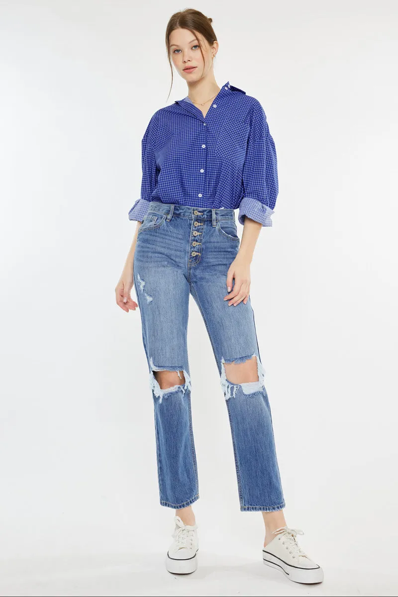 Keke High Rise Straight Leg Jeans