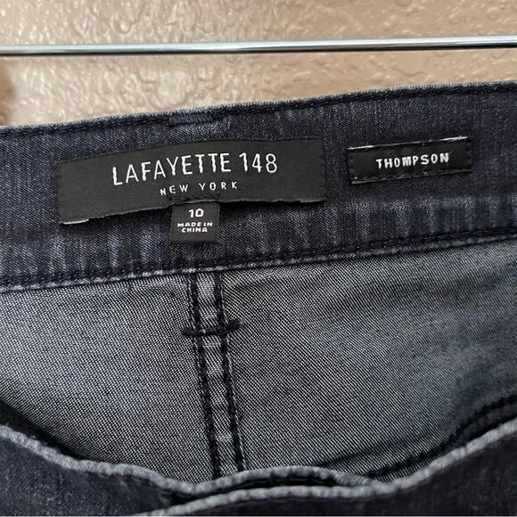 Lafayette 148 New York Cotton-Blend Thompson Straight Leg Jeans in Blue Size 10