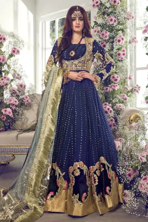 Latest beautiful Pakistani bridal dress 2020 in ink blue color # B3459