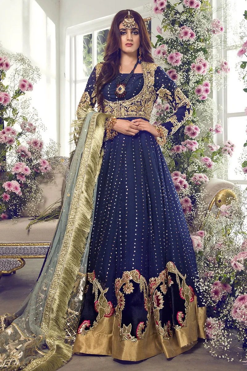 Latest beautiful Pakistani bridal dress 2020 in ink blue color # B3459