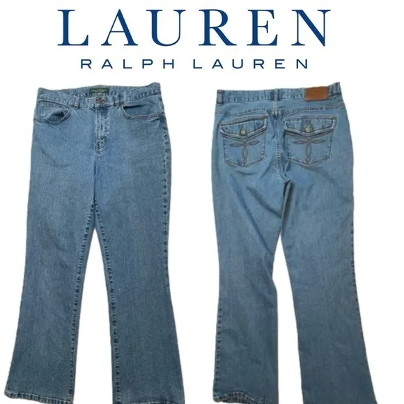 Lauren Ralph Lauren Jeans Denim Flap button closure Embroidered Classic bootcut