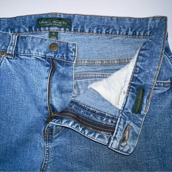 Lauren Ralph Lauren Jeans Denim Flap button closure Embroidered Classic bootcut