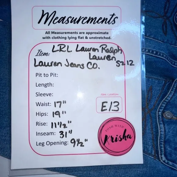 Lauren Ralph Lauren Jeans Denim Flap button closure Embroidered Classic bootcut