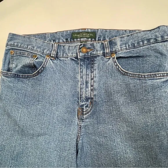 Lauren Ralph Lauren Jeans Denim Flap button closure Embroidered Classic bootcut